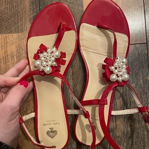 Red Kate Spade Sandals with pearls